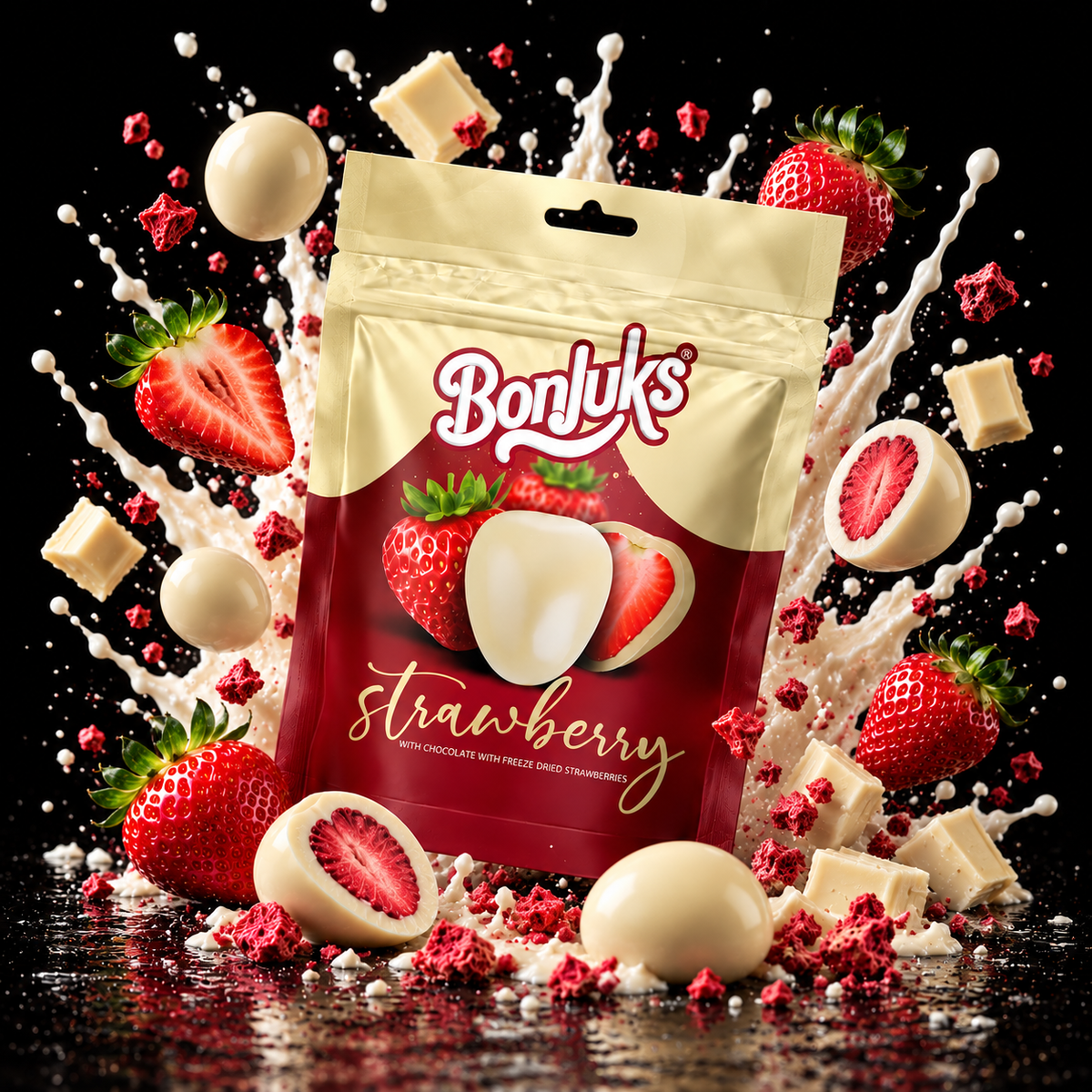 Bonjuks Freeze Dried Strawberry White Chocolate (80g)