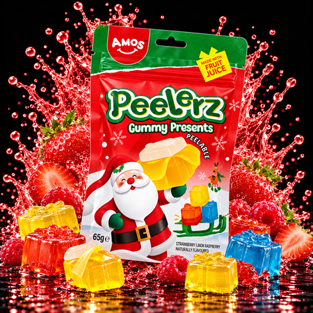 AMOS Peelerz Gummy Candy Christmas Presents - Strawberry Lemon (65g)