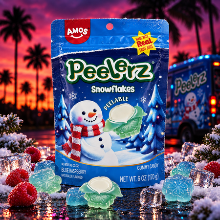 AMOS Peelerz Gummy Candy Snowflakes - Blue Raspberry (65g)